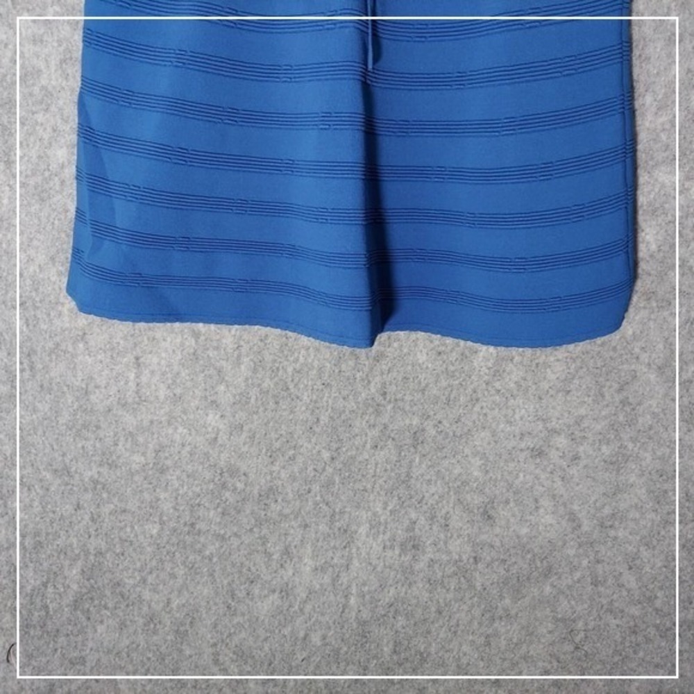Sandro Paris Skirt Sz 3 Blue Ribbed Knit Stretch High Rise Glam Feminine Career - Picture 3 of 12